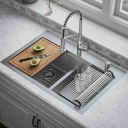 Elite Stainless Steel Top-Mount 16G Double Bowl Workstation Kitchen Sink Kit, 33" x 22" x 10" Alt 3 - Image