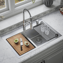 Elite Stainless Steel Top-Mount 16G Double Bowl Workstation Kitchen Sink Kit, 33" x 22" x 10" Alt 5 - Image
