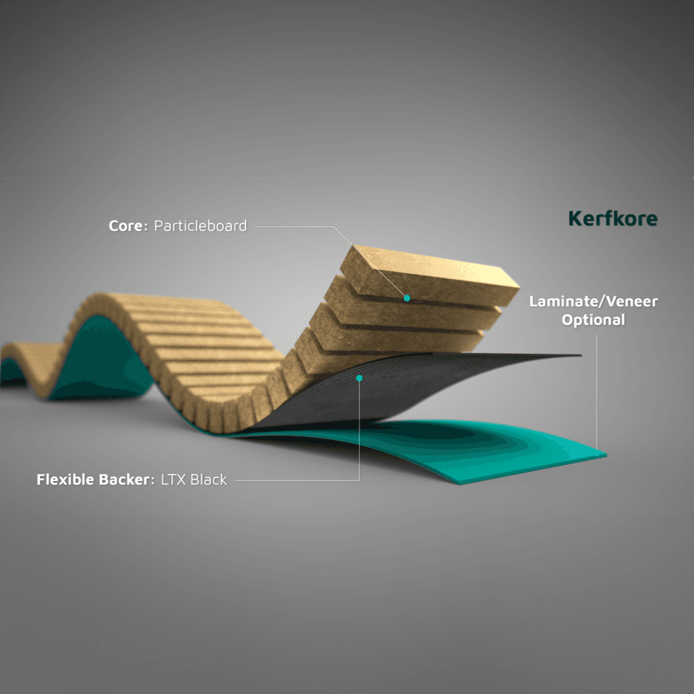 Kerfkore 96" x 48" (4' Slats) Barrel Bend Double-Sided Bendable Board Standard Particleboard Core - Alt Image 2