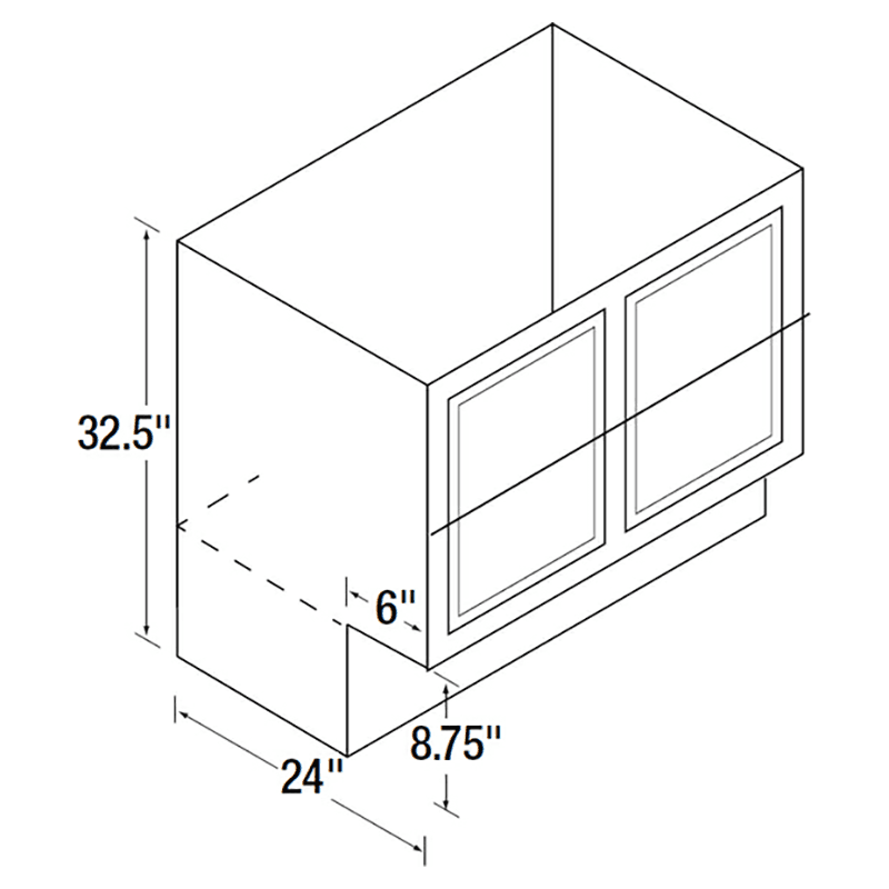 36&quot; x 34-1/2&quot; High DWhite Recessed Panel Range/Sink Base Cabinet, Beech Alt 1 - Image