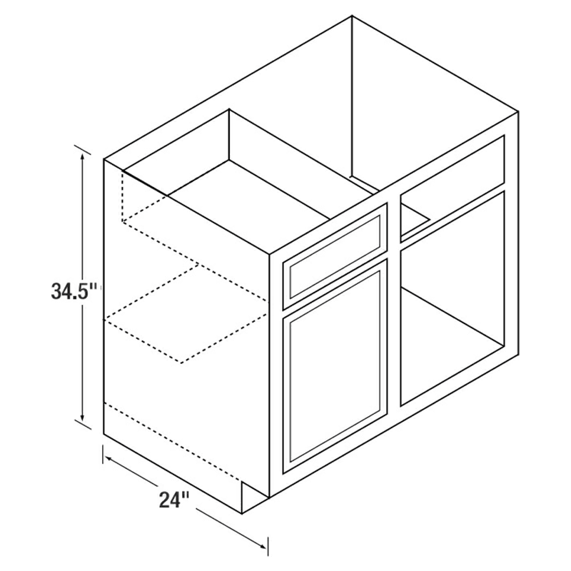 42&quot; x 34-1/2&quot; High DWhite Flat Panel Handicap Base Corner Cabinet, Beech Alt 1 - Image