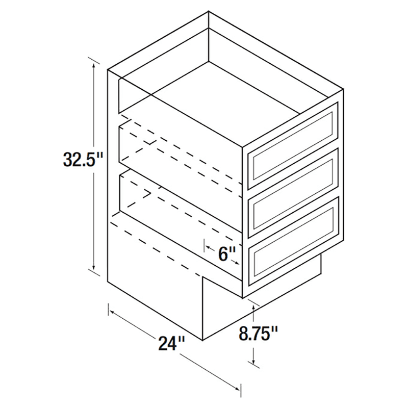 24&quot; x 32-1/2&quot; High DWhite Flat Panel Universal Design Drawer Stack Base Cabinet, Beech Alt 1 - Image