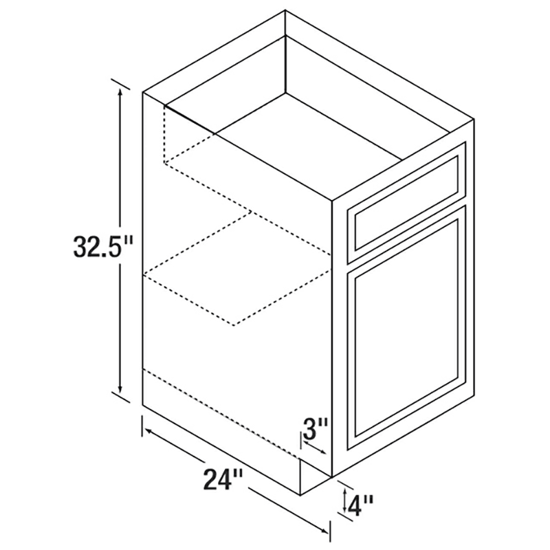 24&quot; x 32-1/2&quot; High DWhite Flat Panel Universal Design Single Door Base Cabinet, Beech Alt 1 - Image