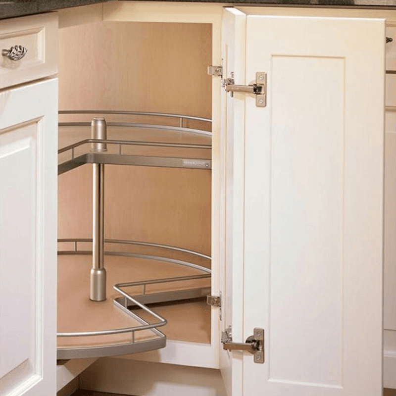 Lazy Susan 28" Shelf Kidney Shaped Corner Arena Classic, Chrome/Anthracite (2/Piece) Alt 1 - Image