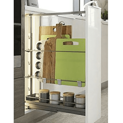 3-3/8" DISPENSA Base Pull-Out Baker's Tray with Metal Shelf, Silver Main - Image