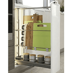 3-3/8" DISPENSA Base Pull-Out Baker's Tray with Metal Shelf, Silver Main - Image