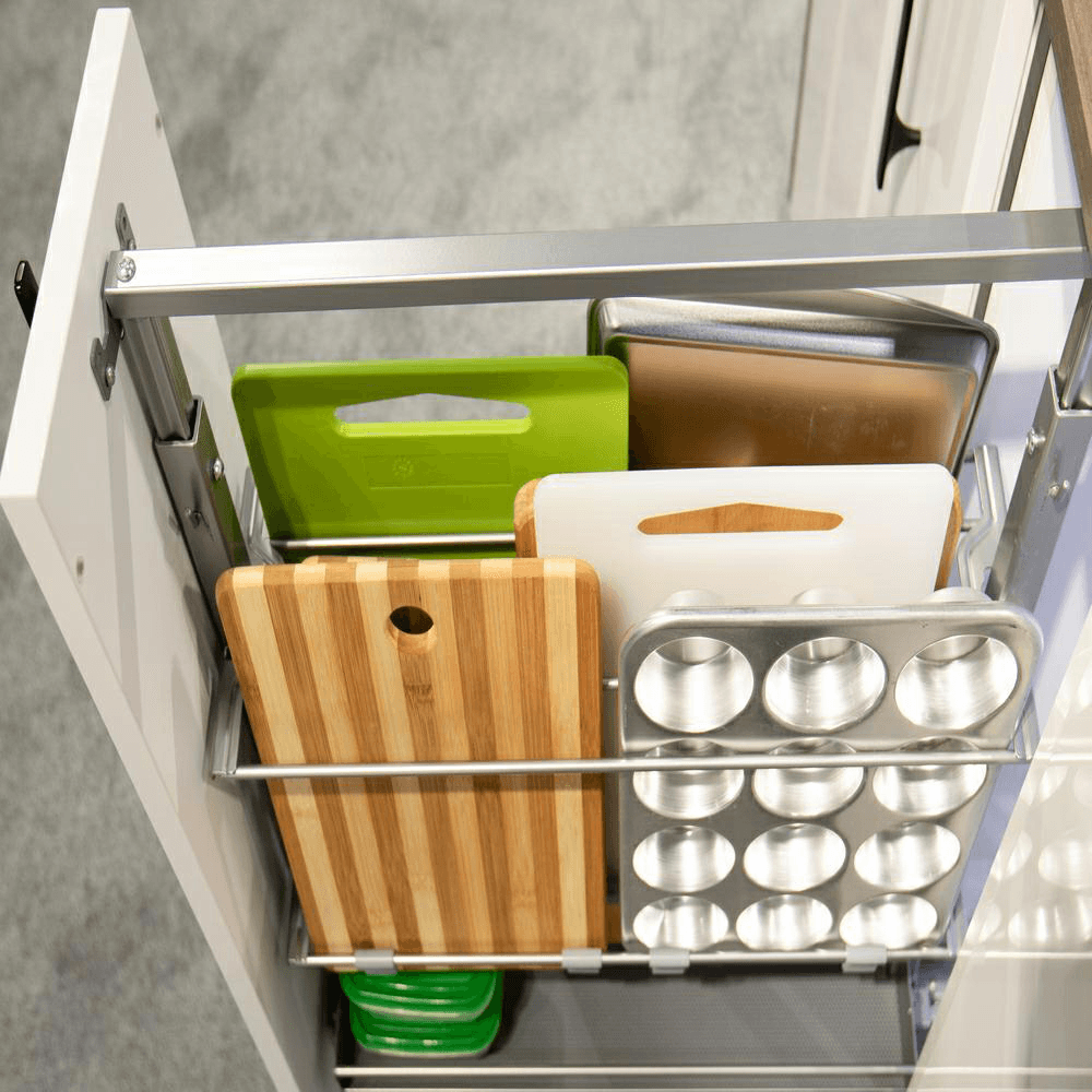 7" DISPENSA Base Pull-Out Baker's Tray with Metal Shelf, Champagne Alt 2 - Image