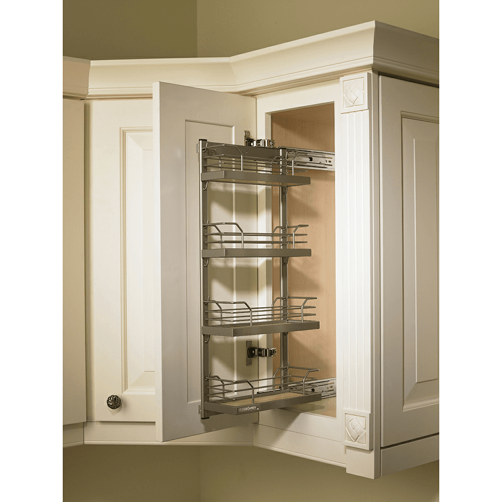 3" Spice Rack Shelf Tray Set, Chrome/Maple (2/Piece) Alt 3 - Image