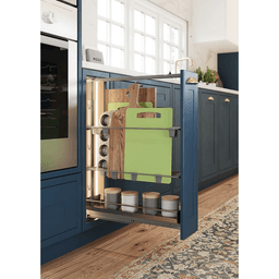 3-3/8&quot; DISPENSA Base Cabinet Organizer Pull-Out with Soft-Close/Metal Shelves, Champagne, 24&quot; - 32&quot; Height Alt 1 - Image