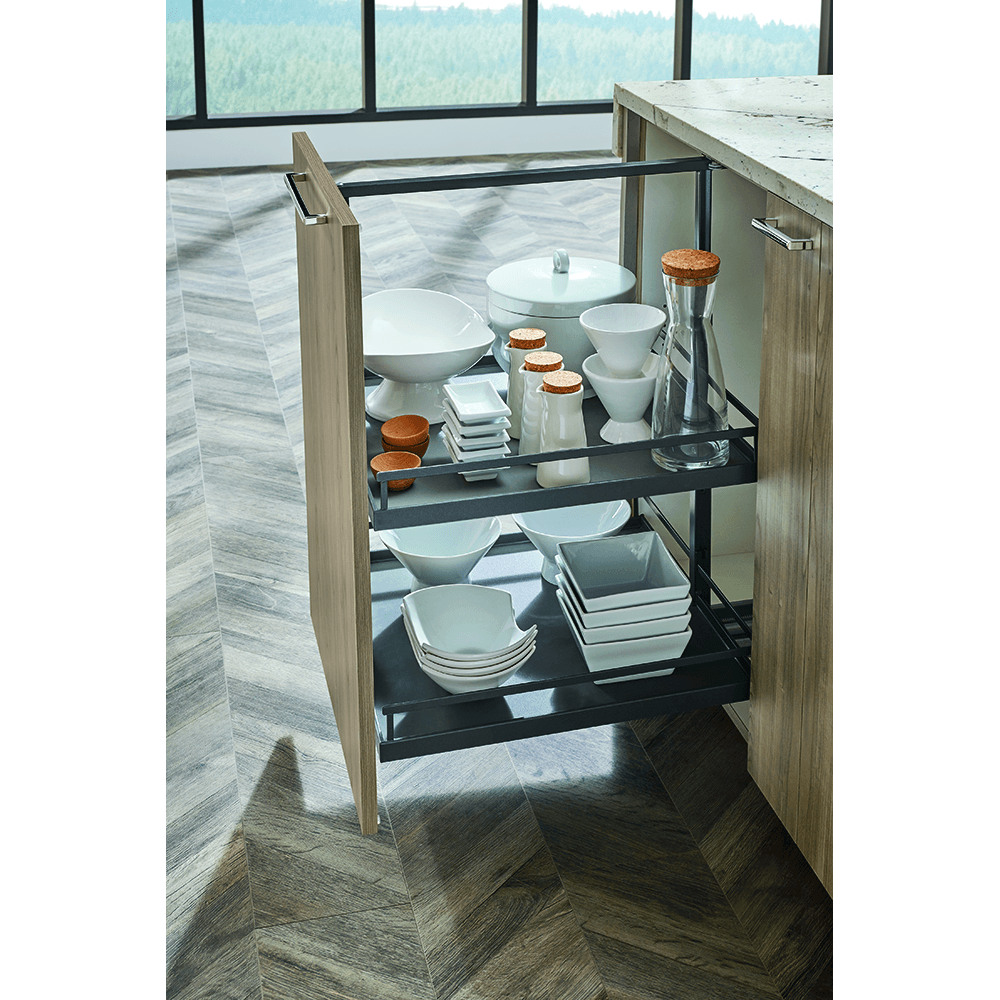 16&quot; DISPENSA Base Cabinet Organizer Pull-Out with Soft-Close/Arena Plus Style Shelves/Rails, Anthracite, 20&quot; - 28&quot; Height Alt 4 - Image