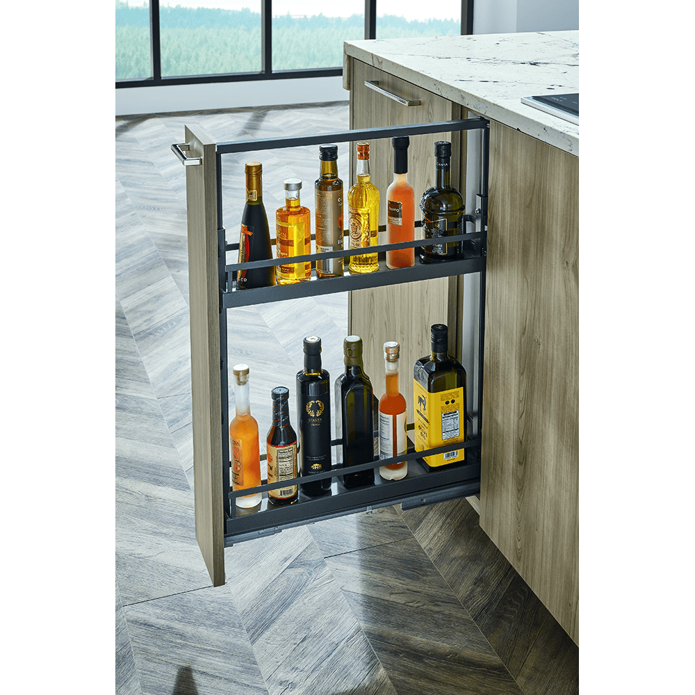 16&quot; DISPENSA Base Cabinet Organizer Pull-Out with Soft-Close/Arena Plus Style Shelves/Rails, Anthracite, 20&quot; - 28&quot; Height Alt 6 - Image