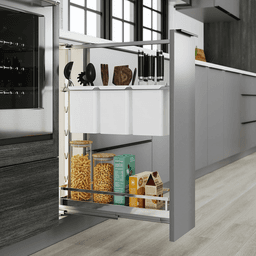 20&quot; DISPENSA Base Cabinet Organizer Pull-Out with Soft-Close/Arena Plus Style Shelves/Rails, Chrome/Anthracite, 20&quot; - 28&quot; Height Alt 2 - Image