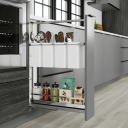 20&quot; DISPENSA Base Cabinet Organizer Pull-Out with Soft-Close/Arena Plus Style Shelves/Rails, Chrome/Anthracite, 20&quot; - 28&quot; Height Alt 3 - Image