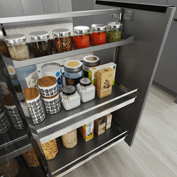 20&quot; DISPENSA Base Cabinet Organizer Pull-Out with Soft-Close/Arena Plus Style Shelves/Rails, Chrome/Anthracite, 20&quot; - 28&quot; Height Alt 7 - Image