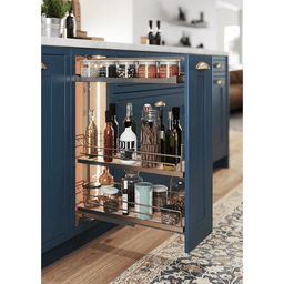 5&quot; DISPENSA Base Cabinet Organizer Pull-Out with Soft-Close/Arena Plus Classic Shelves/Two Rails, Champagne/Maple, 20&quot; - 28&quot; Height Alt 4 - Image
