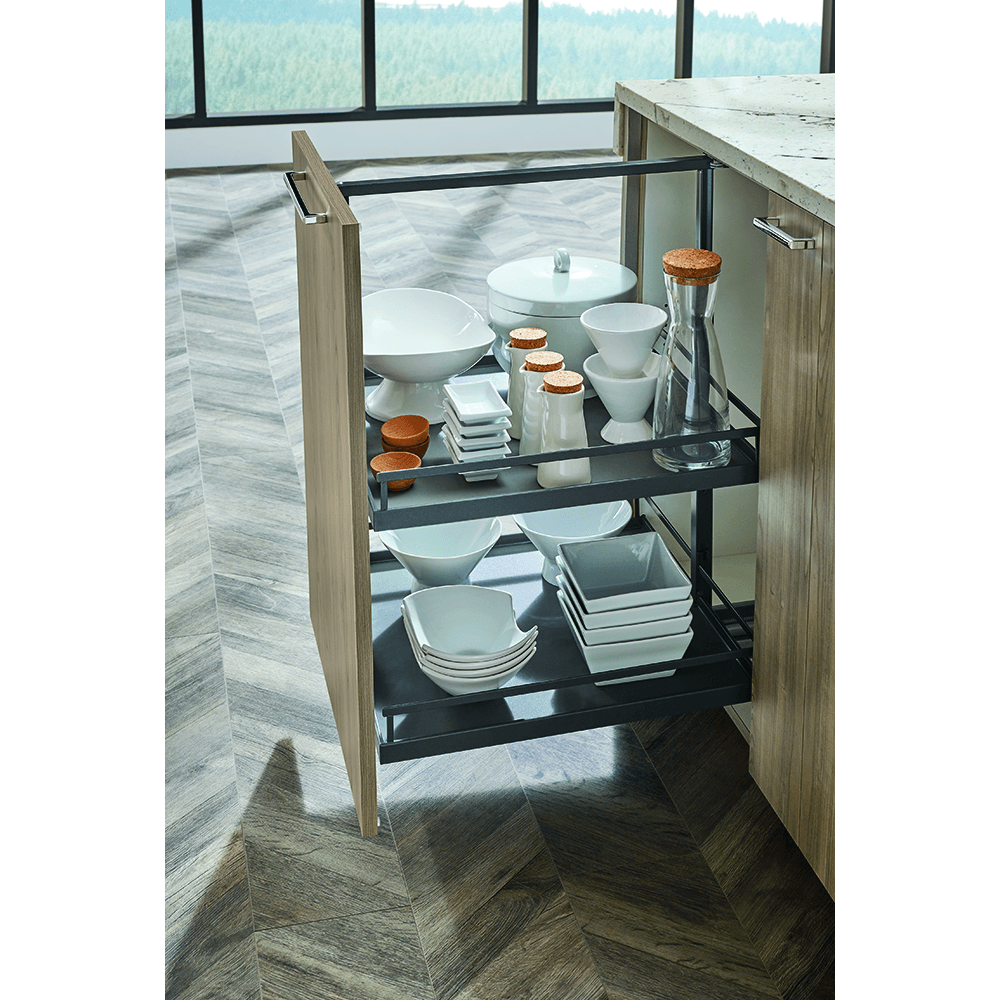 10&quot; DISPENSA Base Cabinet Organizer Pull-Out with Soft-Close/Arena Plus Style Shelves/Rails, Anthracite, 24&quot; - 32&quot; Height Alt 4 - Image