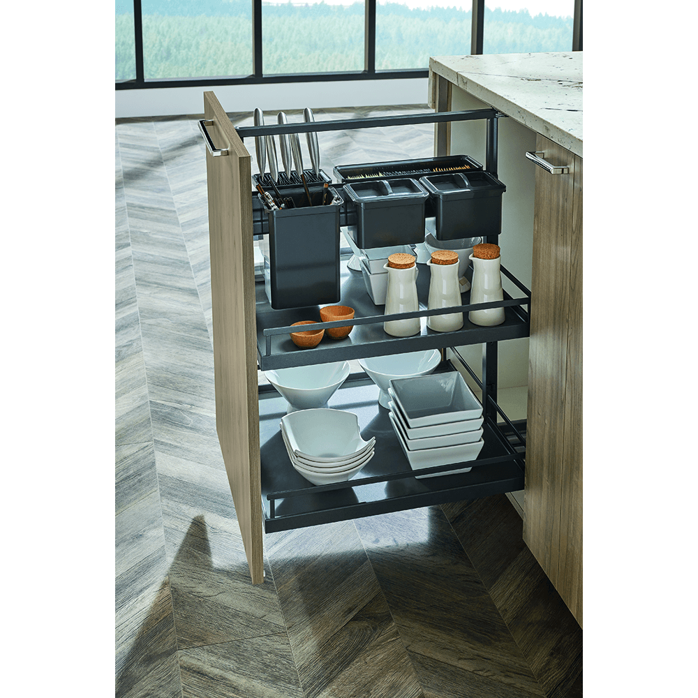 10&quot; DISPENSA Base Cabinet Organizer Pull-Out with Soft-Close/Arena Plus Style Shelves/Rails, Anthracite, 24&quot; - 32&quot; Height Alt 5 - Image