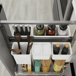 7&quot; DISPENSA Base Cabinet Organizer Pull-Out with Soft-Close/Arena Plus Style Shelves/Rail, Chrome/Anthracite, 24&quot; - 32&quot; Height Alt 8 - Image