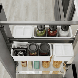 7&quot; DISPENSA Base Cabinet Organizer Pull-Out with Soft-Close/Arena Plus Classic Shelves/Two Rails, Chrome/White, 24&quot; - 32&quot; Height Alt 12 - Image