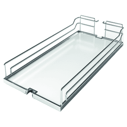 7&quot; DISPENSA Base Cabinet Organizer Pull-Out with Soft-Close/Arena Plus Classic Shelves/Two Rails, Chrome/White, 24&quot; - 32&quot; Height Main - Image