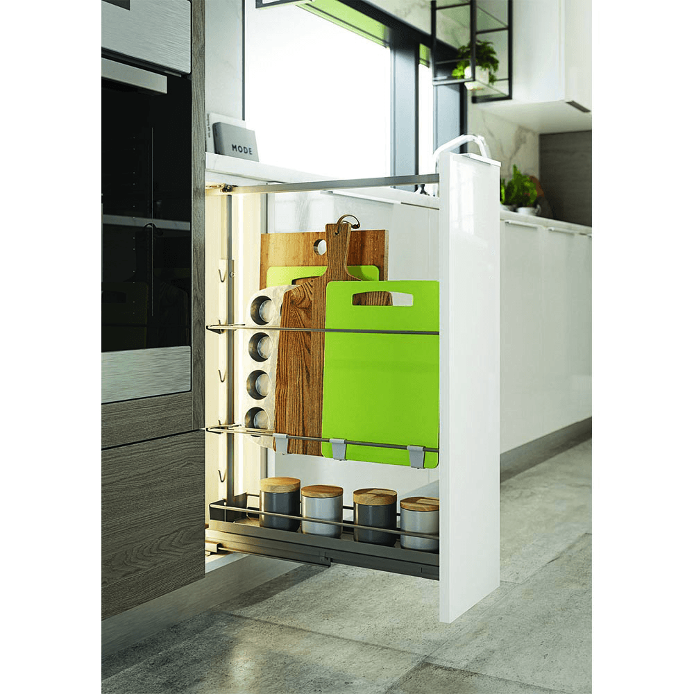 7&quot; DISPENSA Base Pull-Out Baker&#8242;s Tray with Metal Shelf, Silver, 24&quot; - 32&quot; Height Alt 2 - Image
