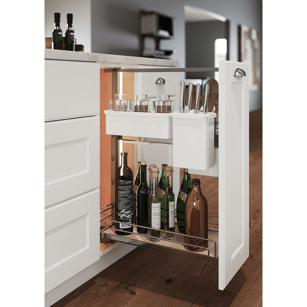 10&quot; DISPENSA YOUBOXX2 Base Cabinet Organizer Pull-Out/Arena Plus Shelf with Soft-Close, Chrome/White, 24&quot; - 32&quot; Height Alt 1 - Image