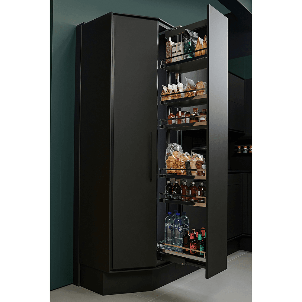 11&quot; 4-Shelf DISPENSA Pantry Pull-Out Kit with Soft-Open/Soft-Close/Arena Plus Style Shelves, Chrome/Anthracite, 47-1/4&quot; - 62-7/8&quot; Height Alt 2 - Image