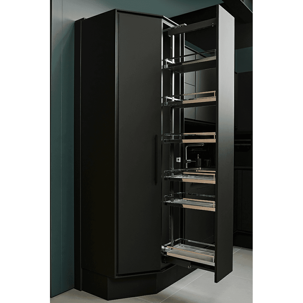 11&quot; 4-Shelf DISPENSA Pantry Pull-Out Kit with Soft-Open/Soft-Close/Arena Plus Style Shelves, Chrome/Anthracite, 47-1/4&quot; - 62-7/8&quot; Height Alt 3 - Image