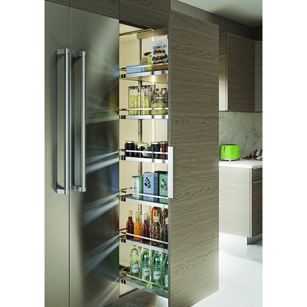11&quot; 4-Shelf DISPENSA Pantry Pull-Out Kit with Soft-Open/Soft-Close/Arena Plus Style Shelves, Chrome/Anthracite, 47-1/4&quot; - 62-7/8&quot; Height Alt 4 - Image