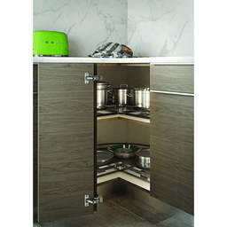 28" Kidney 2-Tray Lazy Susan Kit with Post/Arena Plus Style Shelves, Chrome/Anthracite, 25-7/8" - 29-1/4" Height Alt 2 - Image