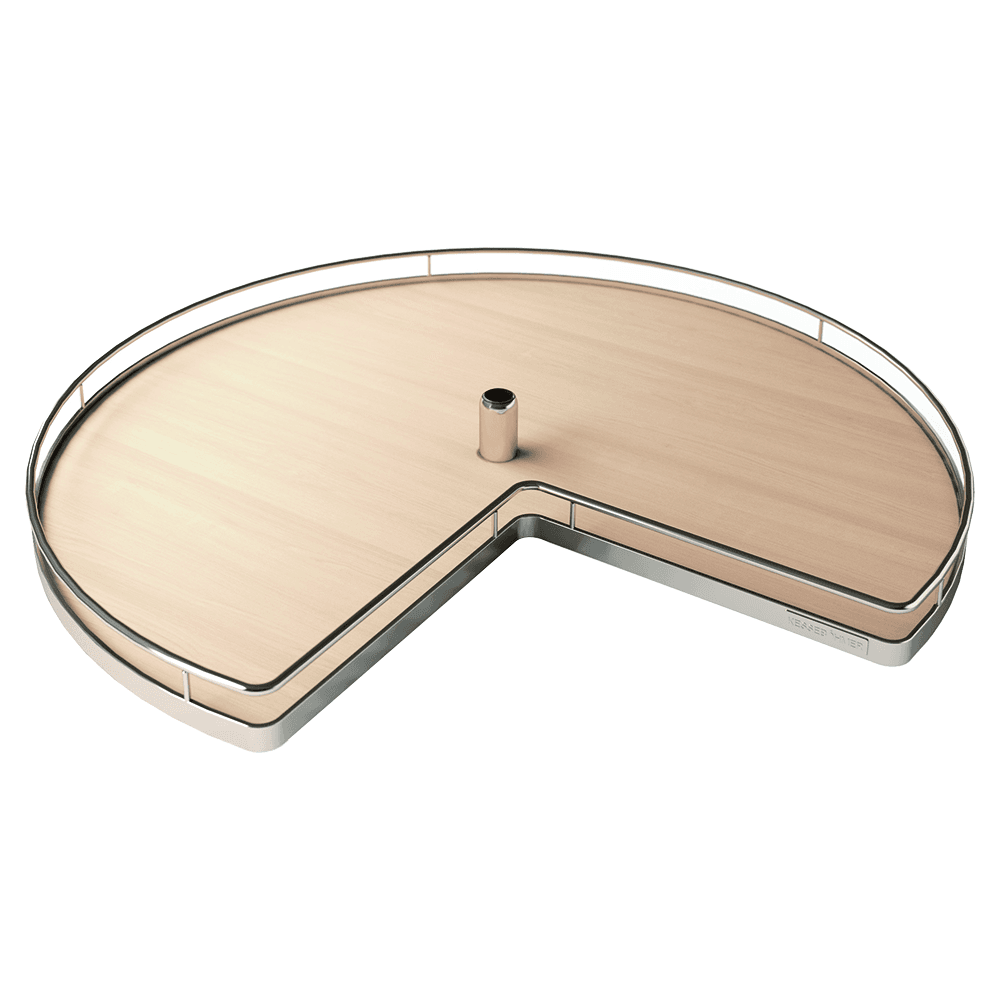 32&quot; Kidney 2-Tray Lazy Susan Kit with Tripod/Arena Plus Classic Shelves, Chrome/Maple, 18-5/8&quot; Height Main - Image