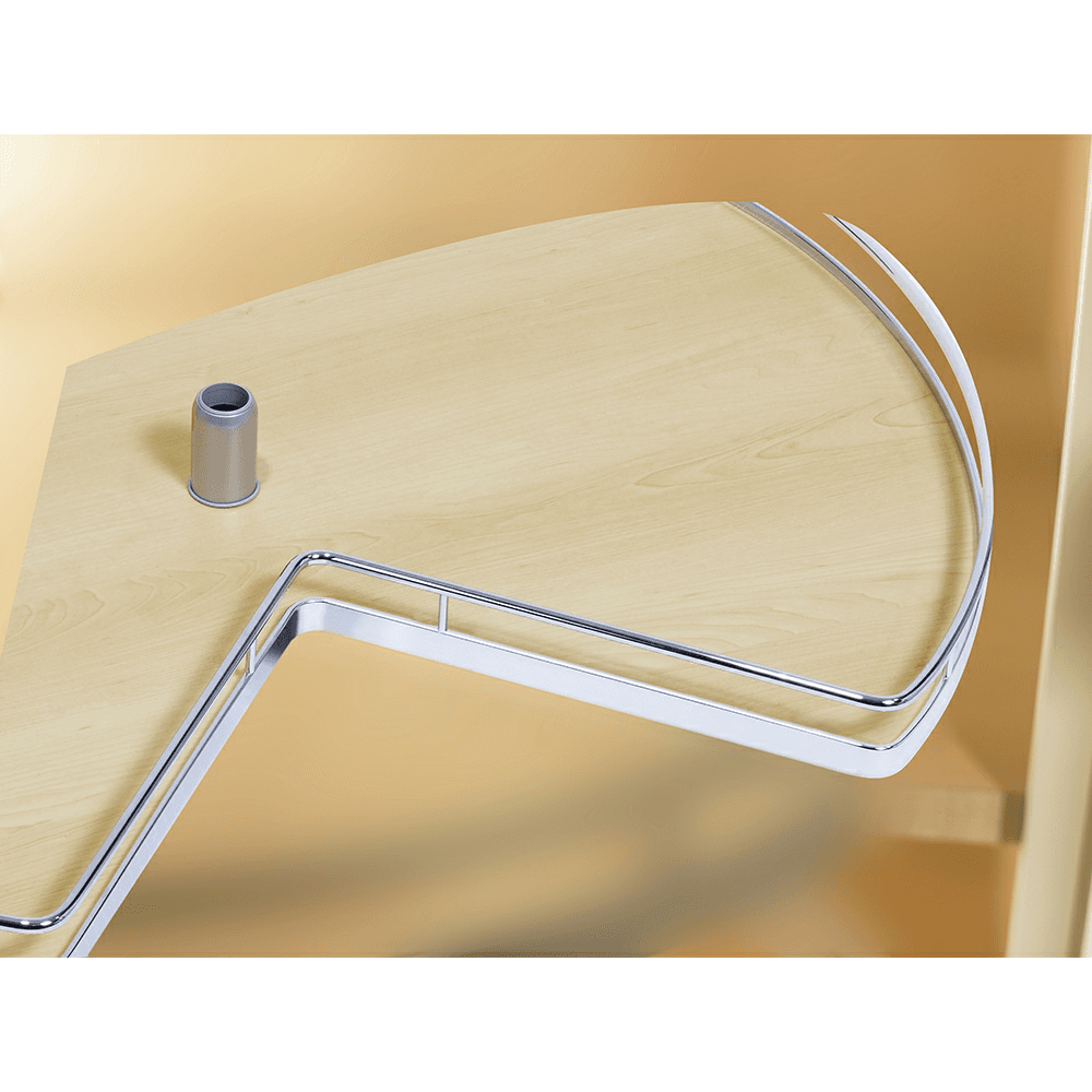 32&quot; Kidney 2-Tray Lazy Susan Kit with Tripod/Arena Plus Classic Shelves, Chrome/Maple, 18-5/8&quot; Height Alt 1 - Image