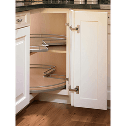 28&quot; Kidney 2-Tray Lazy Susan Kit with Post/Arena Plus Classic Shelves, Chrome/White, 25-7/8&quot; - 29-1/4&quot; Height Alt 1 - Image