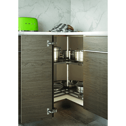 32" Kidney 2-Tray Lazy Susan Kit with Tripod/Arena Plus Classic Shelves, Chrome/White, 18-5/8" Height Alt 2 - Image