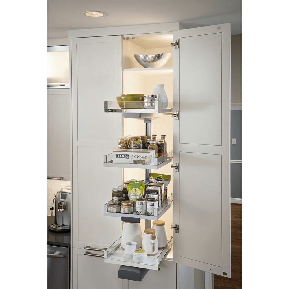 5-Shelf LAVIDO Large Pantry Pull-Out Kit with Soft-Open/Soft-Close/Arena Plus Shelves, Chrome/Maple Alt 4 - Image