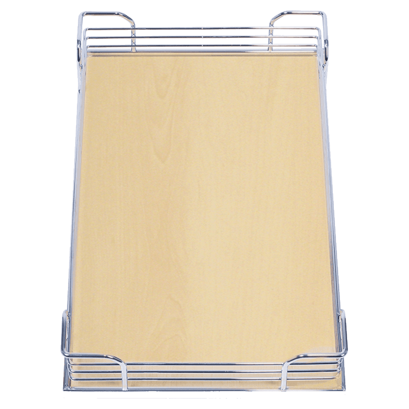 Left-Hand Magic Blind Corner Pull-Out with Soft-Close for 19-3/8" Cabinet Opening, Chrome/Maple Main - Image