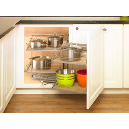 Left-Hand Magic Blind Corner Pull-Out with Soft-Close for 19-3/8" Cabinet Opening, Chrome/Maple Alt 2 - Image