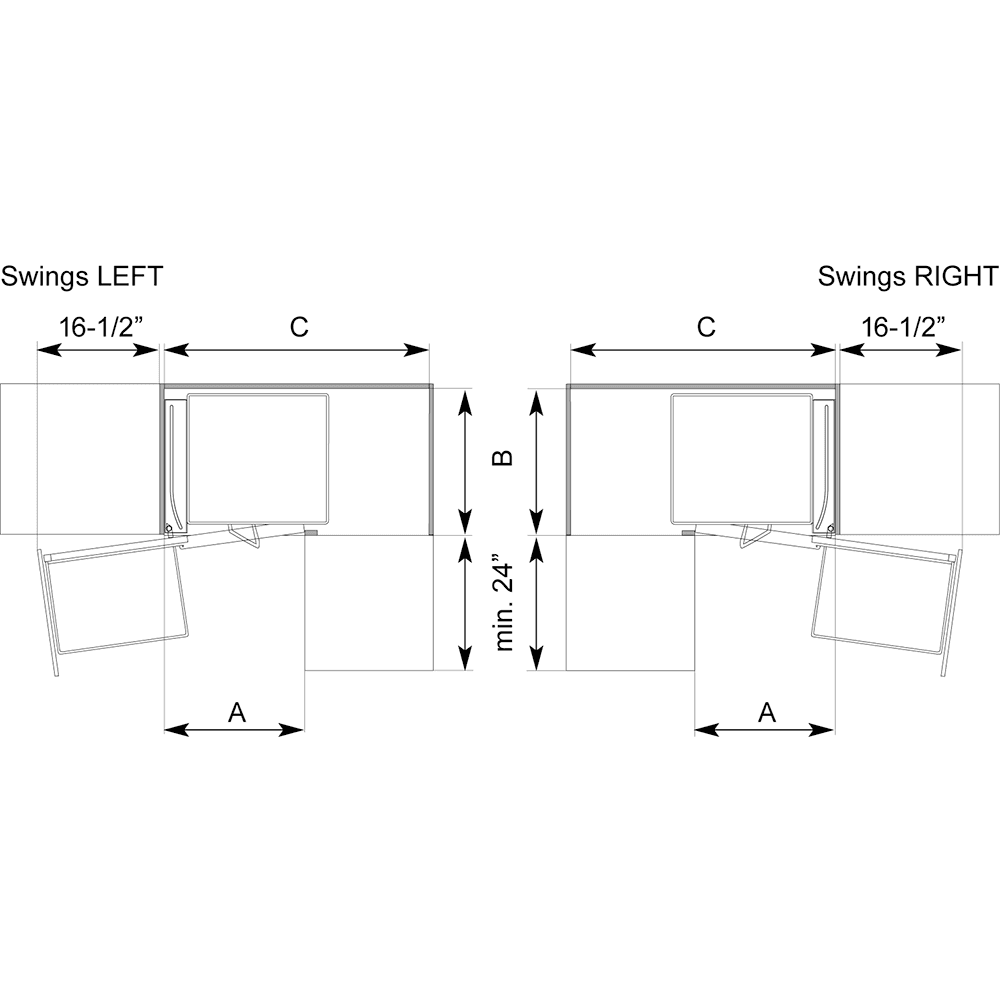 Right-Hand Magic Blind Corner Pull-Out with Soft-Close for 19-3/8" Cabinet Opening, Chrome/White Alt 3 - Image