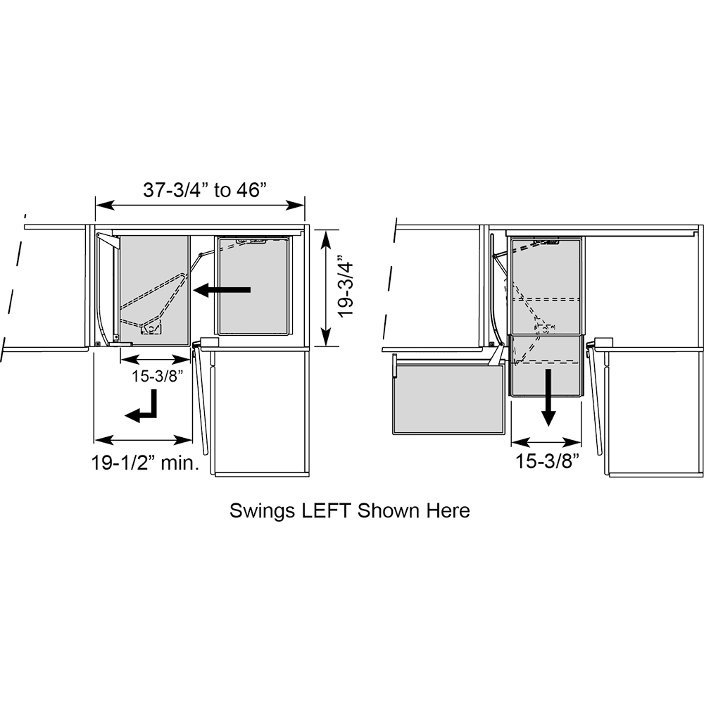Right-Hand Magic Blind Corner Pull-Out with Soft-Close for 19-3/8&quot; Cabinet Opening, Champagne/Maple Alt 5 - Image