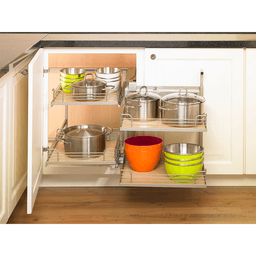 Right-Hand Magic Blind Corner Pull-Out with Soft-Close for 19-3/8" Cabinet Opening, Chrome/Maple Alt 6 - Image