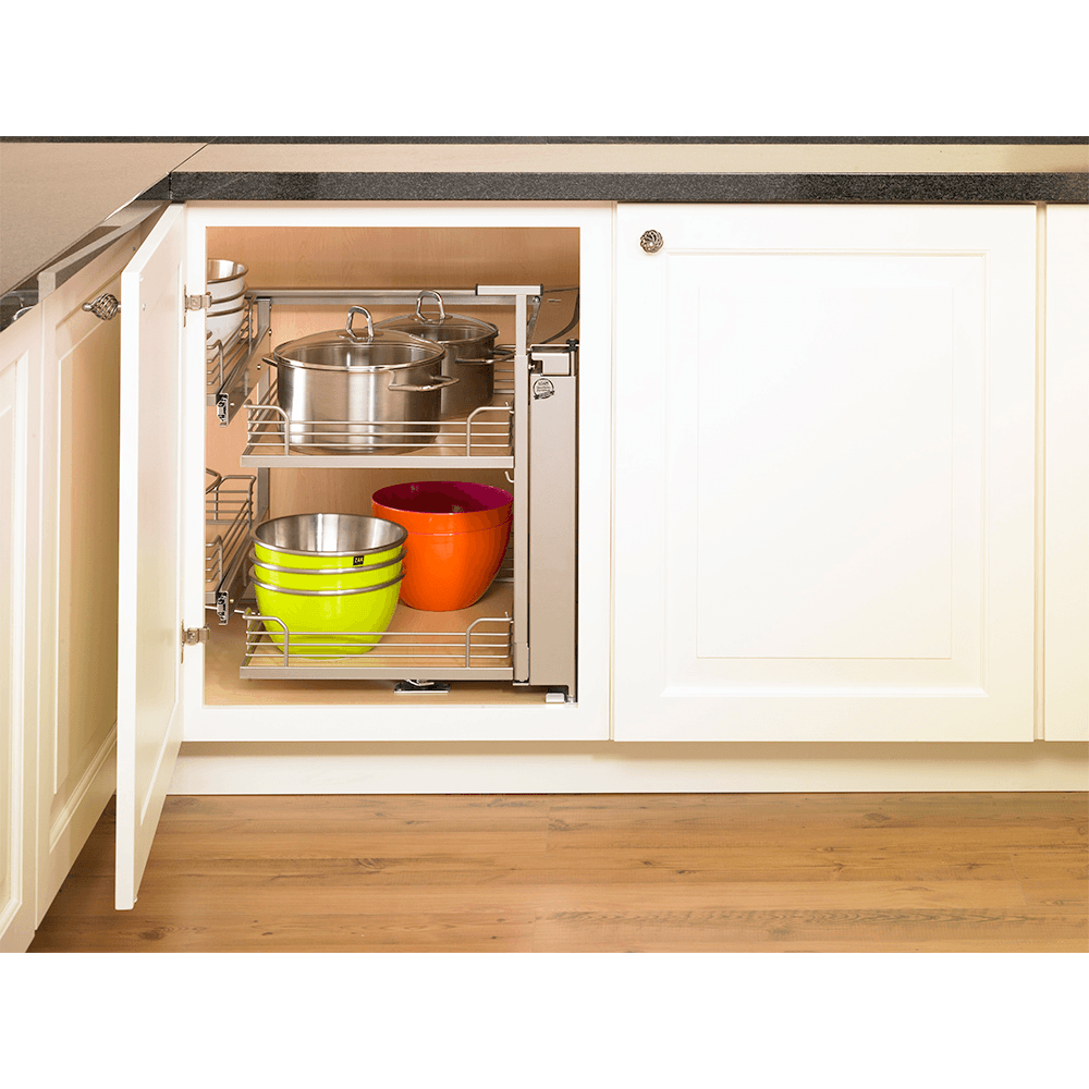 Right-Hand Magic Blind Corner Pull-Out with Soft-Close for 19-3/8&quot; Cabinet Opening, Champagne/Maple Alt 8 - Image