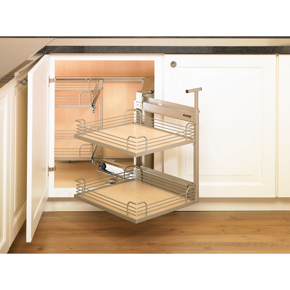 Right-Hand Magic Blind Corner Pull-Out with Soft-Close for 19-3/8&quot; Cabinet Opening, Champagne/Maple Alt 9 - Image