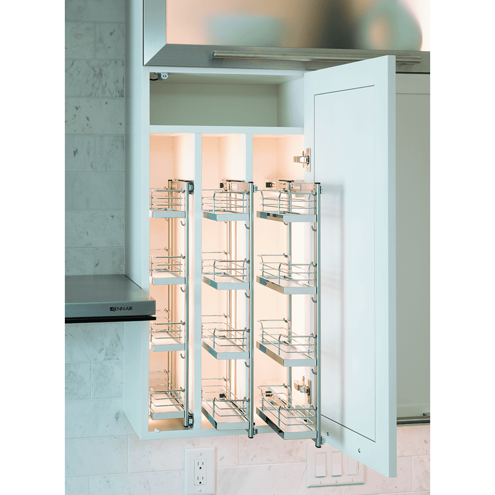 3&quot; 4-Tray Spice Rack Kit with Arena Plus Classic Shelves/Door Mounted, Chrome/White Alt 1 - Image