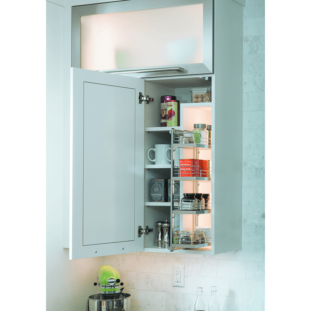 3&quot; 4-Tray Spice Rack Kit with Arena Plus Classic Shelves/Door Mounted, Chrome/White Alt 3 - Image