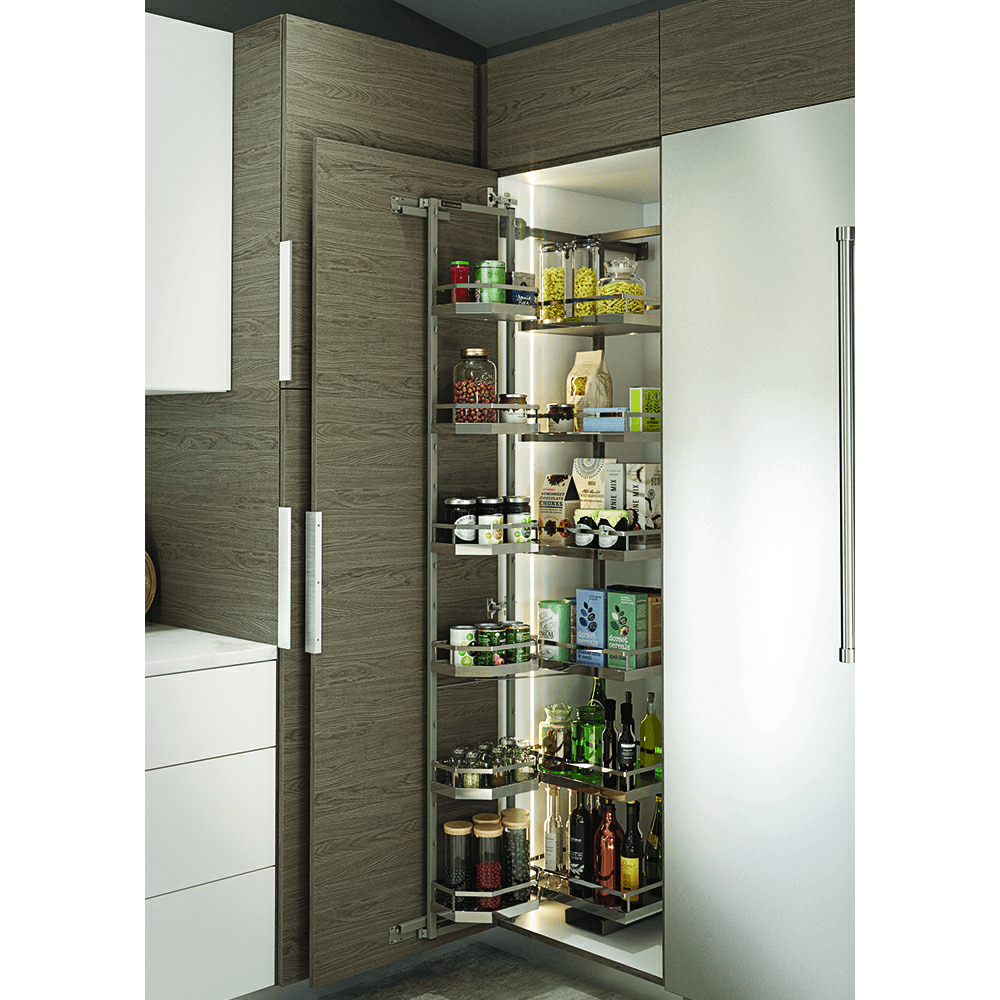 6-Shelf TANDEM Large Pantry Pull-Out Kit with Soft-Open/Soft-Close/Arena Plus Style Shelves, Chrome/Anthracite Alt 4 - Image