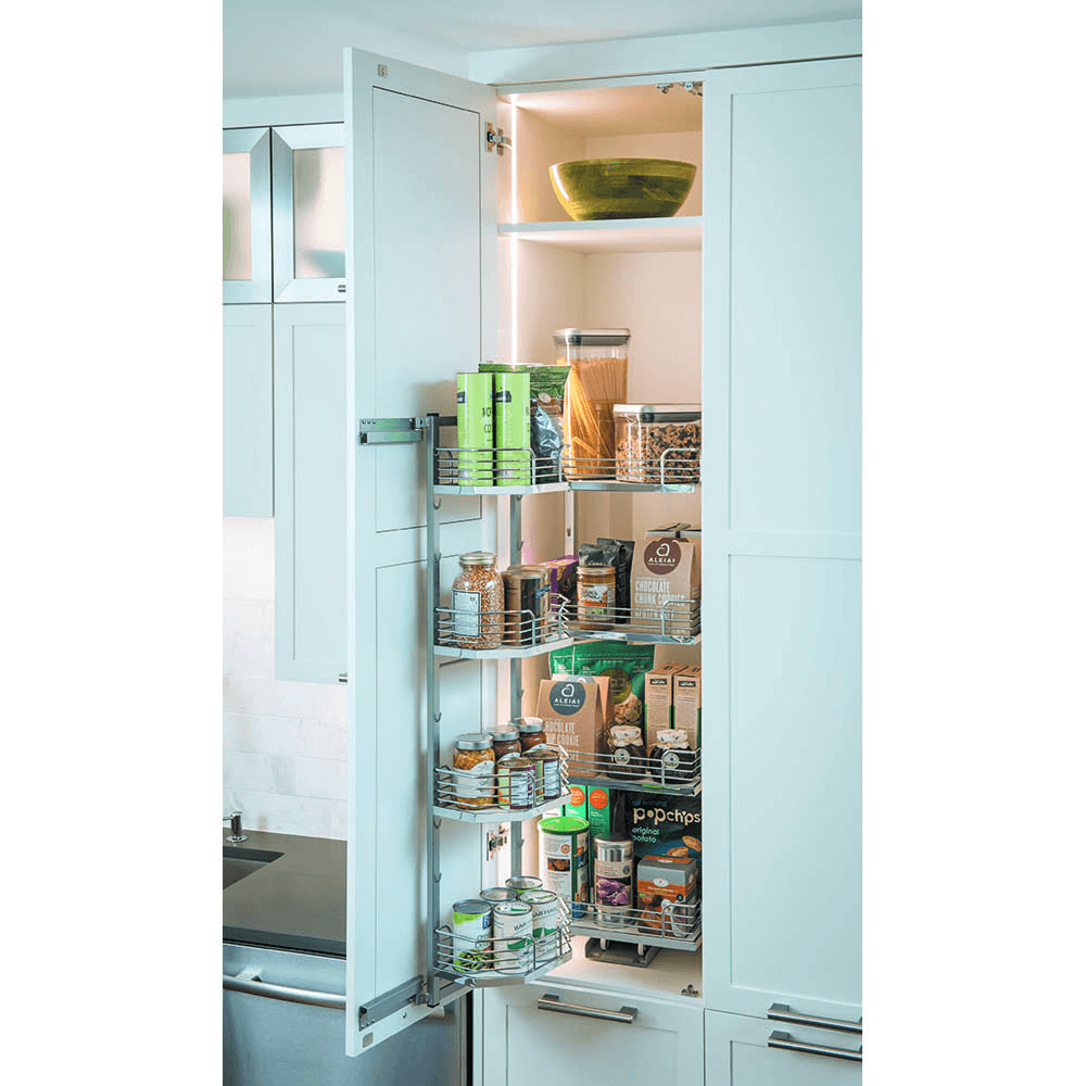 6-Shelf TANDEM Large Pantry Pull-Out Kit with Soft-Open/Soft-Close/Arena Plus Classic Shelves, Chrome/Maple Alt 2 - Image