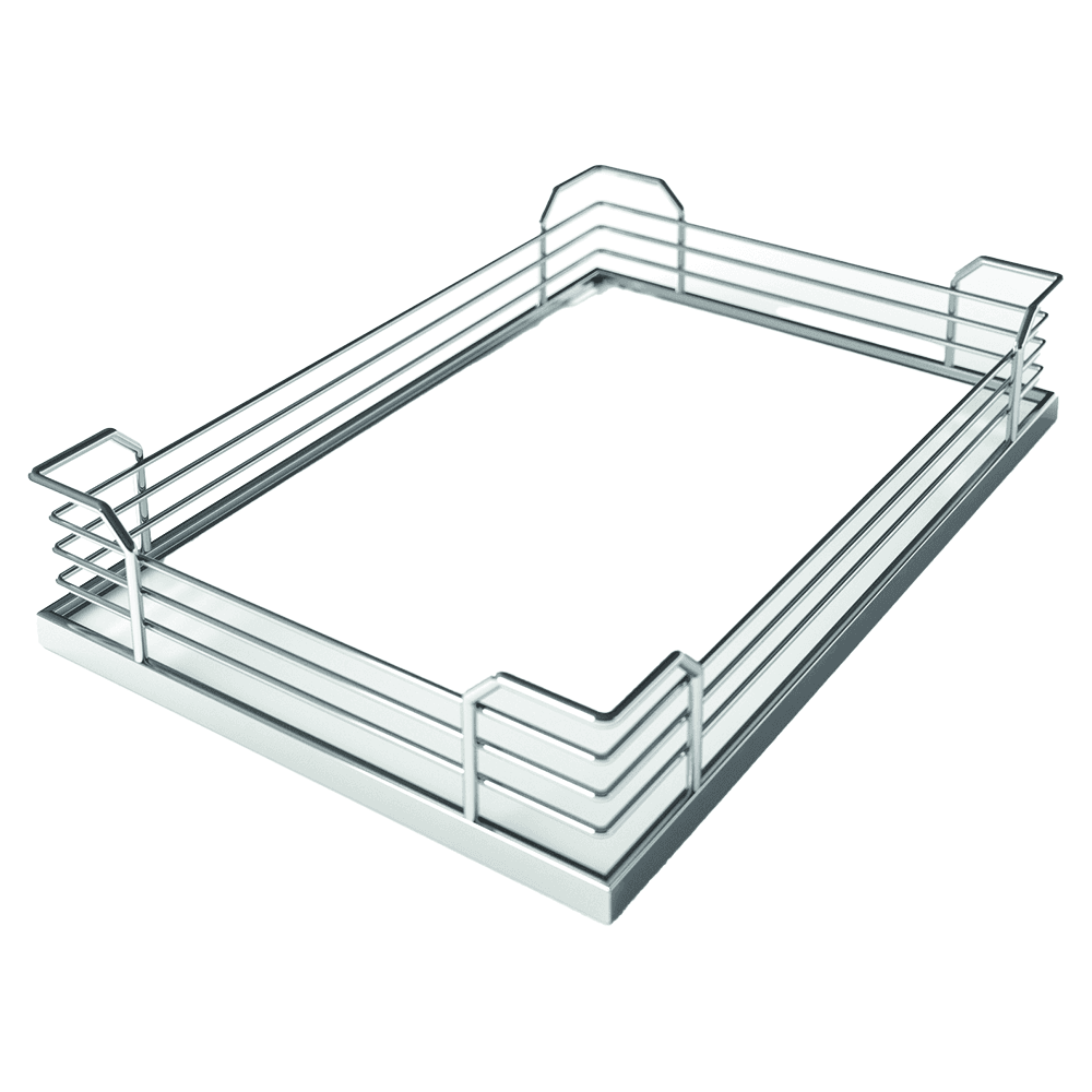6-Shelf TANDEM Large Pantry Pull-Out Kit with Soft-Open/Soft-Close/Arena Plus Classic Shelves, Chrome/White Main - Image