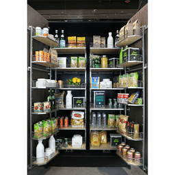 6-Shelf TANDEM Large Pantry Pull-Out Kit with Soft-Open/Soft-Close/Arena Plus Classic Shelves, Champagne/Maple Alt 3 - Image