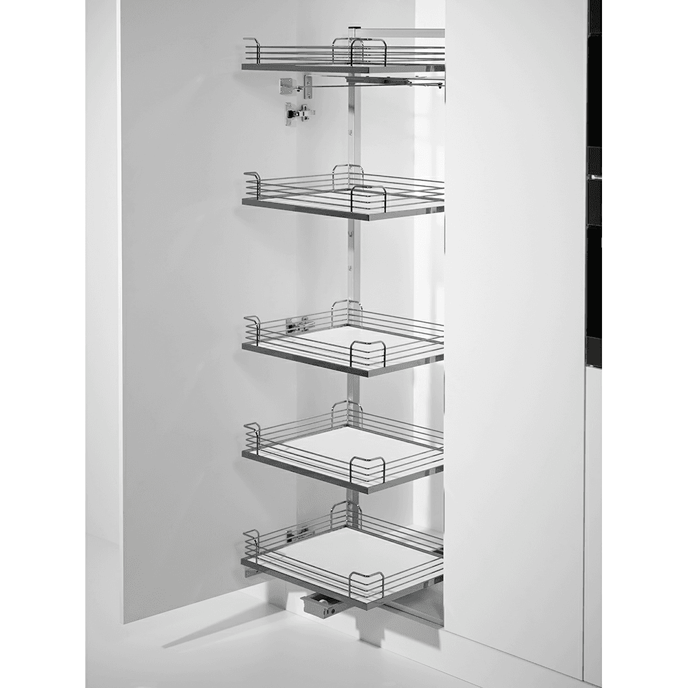 6-Shelf TANDEM SOLO Large Pantry Pull-Out Kit with Soft-Open/Soft-Close/Arena Plus Classic Shelves, Chrome/White Alt 2 - Image