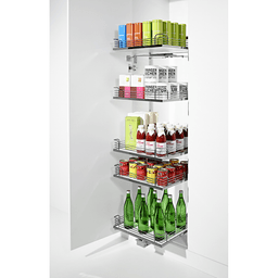 6-Shelf TANDEM SOLO Large Pantry Pull-Out Kit with Soft-Open/Soft-Close/Arena Plus Classic Shelves, Chrome/White Alt 3 - Image
